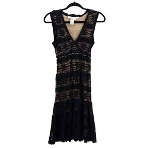 Studio M Witchy Gothic Grunge Black Lace Stretch Midi Fit & Flare Dress‎ Sz M